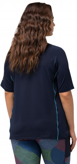 Ulla Popken Piping Accent Functional UVP 50+ Stretch Knit Top Navy Blue - T-paidat - 