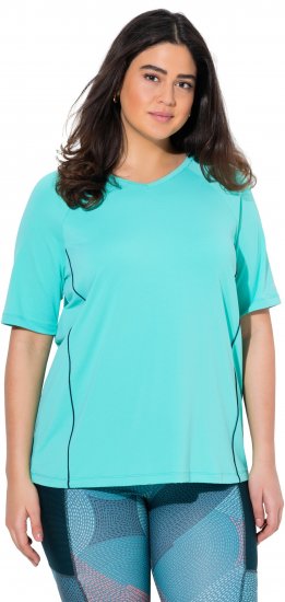 Ulla Popken Piping Accent Functional UVP 50+ Stretch Knit Top Aqua Green - T-paidat - 