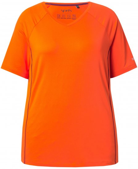 Ulla Popken Piping Accent Functional UVP 50+ Stretch Knit Top Orange Red - T-paidat - 