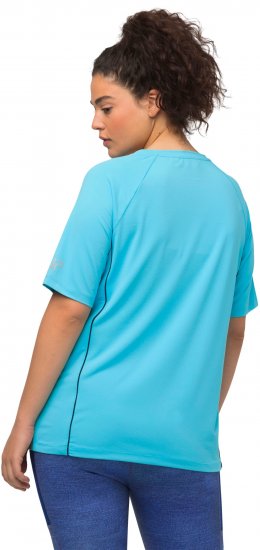 Ulla Popken Piping Accent Functional UVP 50+ Stretch Knit Top Bright Turquoise - T-paidat - 