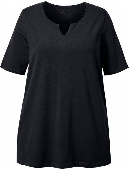 Ulla Popken Essential Notch Neck Stretch Tee Black - T-paidat - 