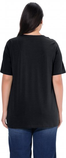 Ulla Popken Essential Notch Neck Stretch Tee Black - T-paidat - 