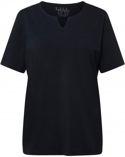 Ulla Popken Essential Notch Neck Stretch Tee Navy Blue - T-paidat - 