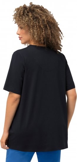 Ulla Popken Essential Notch Neck Stretch Tee Navy Blue - T-paidat - 
