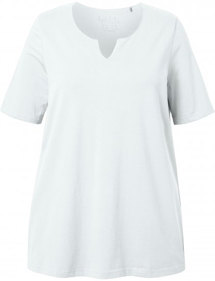 Ulla Popken Essential Notch Neck Stretch Tee Snow White - T-paidat - 