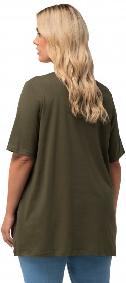 Ulla Popken Essential Notch Neck Stretch Tee Forest Green - T-paidat - 