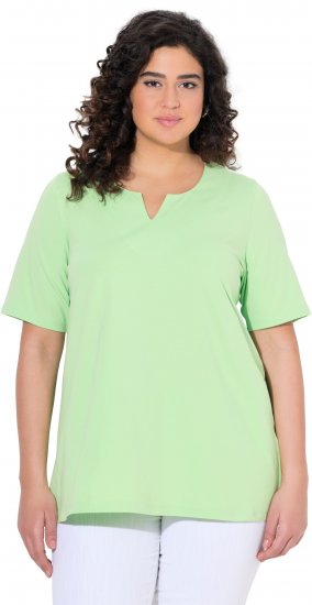 Ulla Popken Essential Notch Neck Stretch Tee Light Green - T-paidat - 