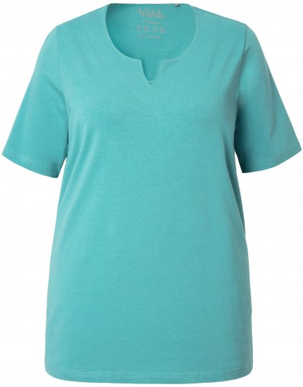 Ulla Popken Essential Notch Neck Stretch Tee Pale Green - T-paidat - 