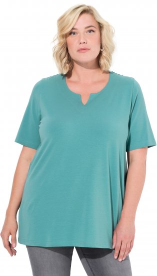 Ulla Popken Essential Notch Neck Stretch Tee Pale Green - T-paidat - 
