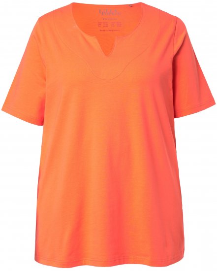 Ulla Popken Essential Notch Neck Stretch Tee Coral Pink - T-paidat - 