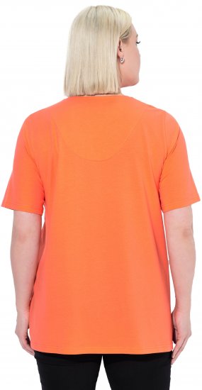 Ulla Popken Essential Notch Neck Stretch Tee Coral Pink - T-paidat - 