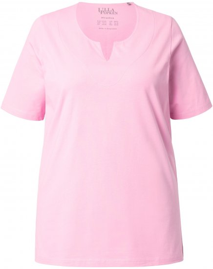 Ulla Popken Essential Notch Neck Stretch Tee Pink - T-paidat - 