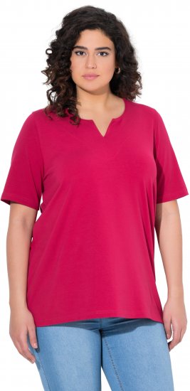 Ulla Popken Essential Notch Neck Stretch Tee Dark Raspberry - T-paidat - 