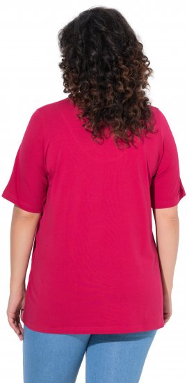 Ulla Popken Essential Notch Neck Stretch Tee Dark Raspberry - T-paidat - 