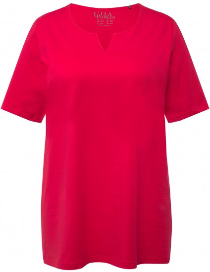 Ulla Popken Essential Notch Neck Stretch Tee Red - T-paidat - 
