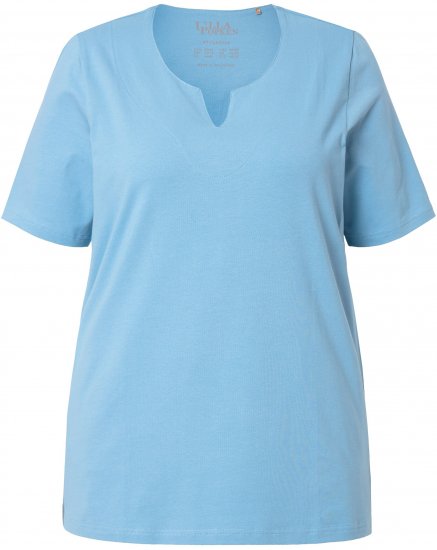 Ulla Popken Essential Notch Neck Stretch Tee Light Teal - T-paidat - 