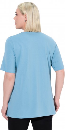 Ulla Popken Essential Notch Neck Stretch Tee Light Teal - T-paidat - 