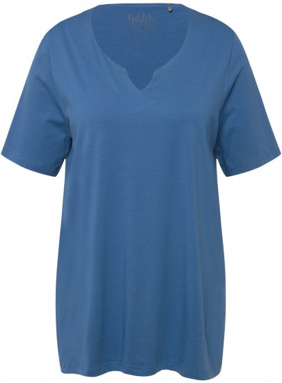 Ulla Popken Essential Notch Neck Stretch Tee Denim Blue - T-paidat - 