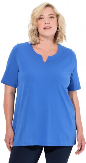 Ulla Popken Essential Notch Neck Stretch Tee Peacock Blue - T-paidat - 