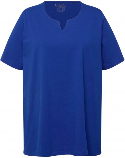 Ulla Popken Essential Notch Neck Stretch Tee Cobalt Blue - T-paidat - 