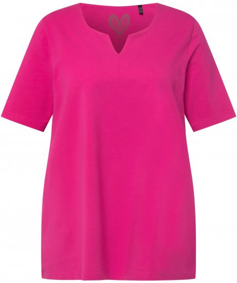 Ulla Popken Essential Notch Neck Stretch Tee Fuchsia Pink - T-paidat - 