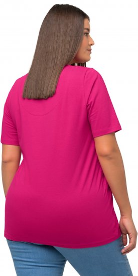 Ulla Popken Essential Notch Neck Stretch Tee Fuchsia Pink - T-paidat - 