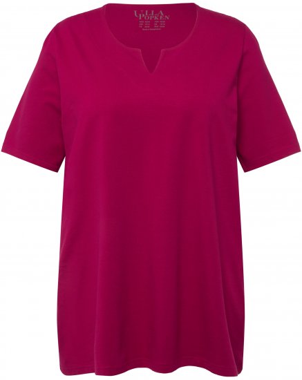 Ulla Popken Essential Notch Neck Stretch Tee Magnolia Red - T-paidat - 