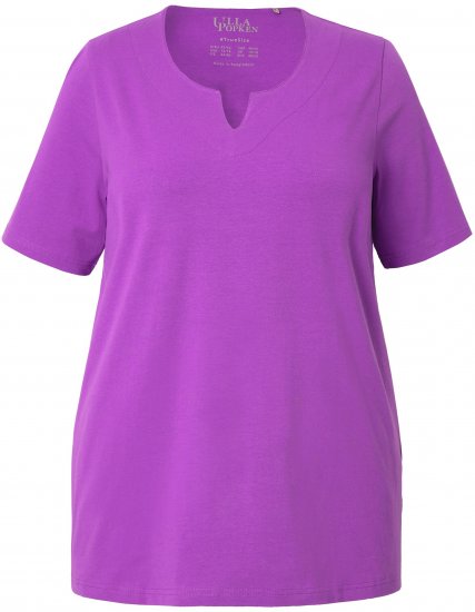 Ulla Popken Essential Notch Neck Stretch Tee Purple - T-paidat - 