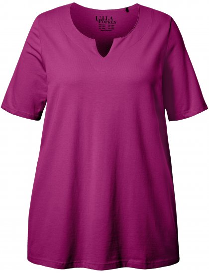Ulla Popken Essential Notch Neck Stretch Tee Berry - T-paidat - 