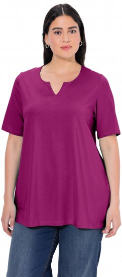 Ulla Popken Essential Notch Neck Stretch Tee Berry - T-paidat - 