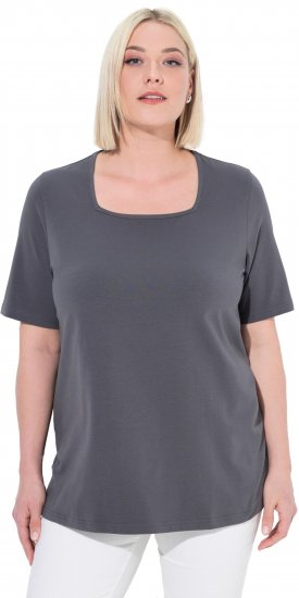 Ulla Popken Essential Square Neck Stretch Tee Graphite Grey - T-paidat - 