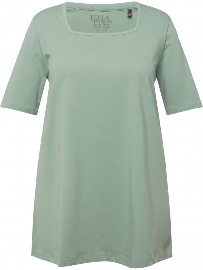 Ulla Popken Essential Square Neck Stretch Tee Light Moss Green - T-paidat - 