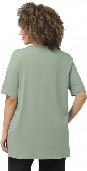 Ulla Popken Essential Square Neck Stretch Tee Light Moss Green - T-paidat - 