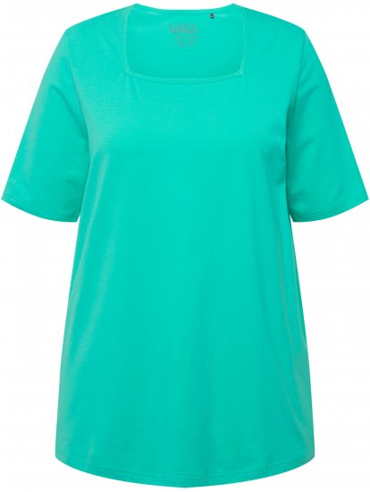 Ulla Popken Essential Square Neck Stretch Tee Turquoise Green - T-paidat - 