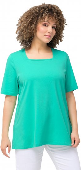 Ulla Popken Essential Square Neck Stretch Tee Turquoise Green - T-paidat - 