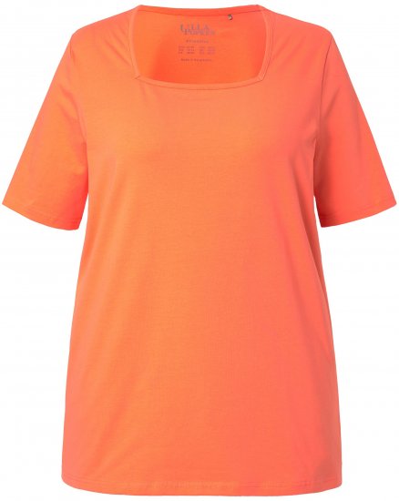 Ulla Popken Essential Square Neck Stretch Tee Coral Pink - T-paidat - 