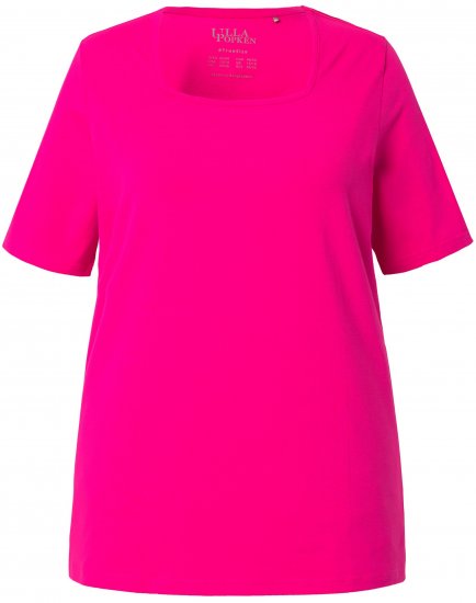 Ulla Popken Essential Square Neck Stretch Tee Magenta Pink - T-paidat - 