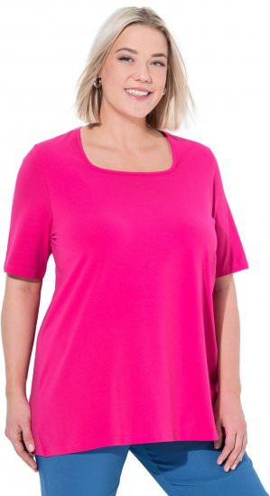Ulla Popken Essential Square Neck Stretch Tee Magenta Pink - T-paidat - 