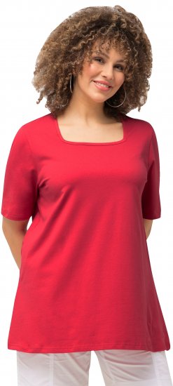Ulla Popken Essential Square Neck Stretch Tee Dark Pink - T-paidat - 