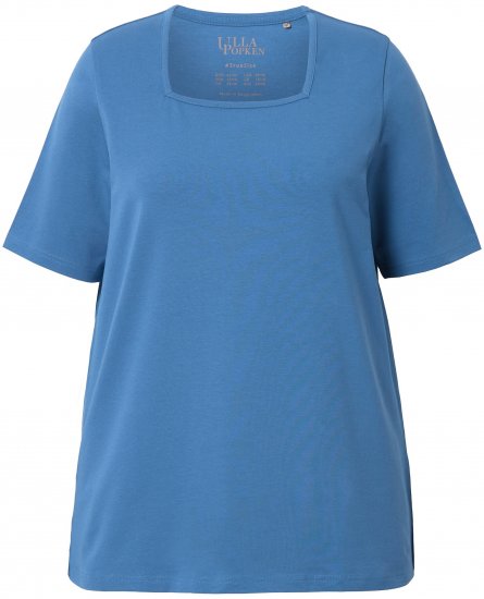 Ulla Popken Essential Square Neck Stretch Tee Denim Blue - T-paidat - 