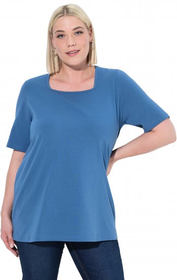 Ulla Popken Essential Square Neck Stretch Tee Denim Blue - T-paidat - 