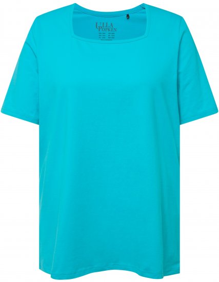 Ulla Popken Essential Square Neck Stretch Tee Deep Aqua - T-paidat - 