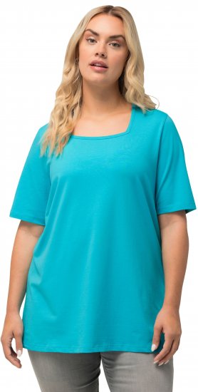 Ulla Popken Essential Square Neck Stretch Tee Deep Aqua - T-paidat - 