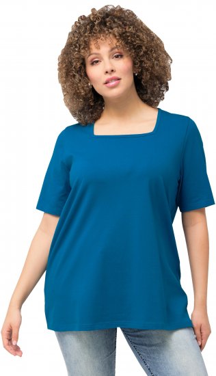 Ulla Popken Essential Square Neck Stretch Tee Medium Blue - T-paidat - 
