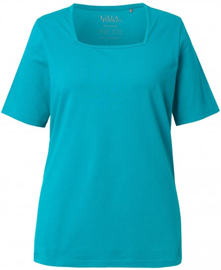 Ulla Popken Essential Square Neck Stretch Tee Teal - T-paidat - 