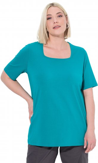 Ulla Popken Essential Square Neck Stretch Tee Green Emerald - T-paidat - 