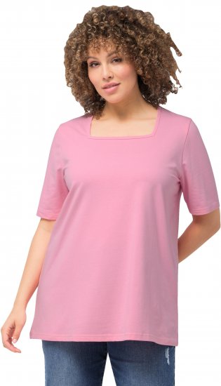 Ulla Popken Essential Square Neck Stretch Tee Light Pink - T-paidat - 