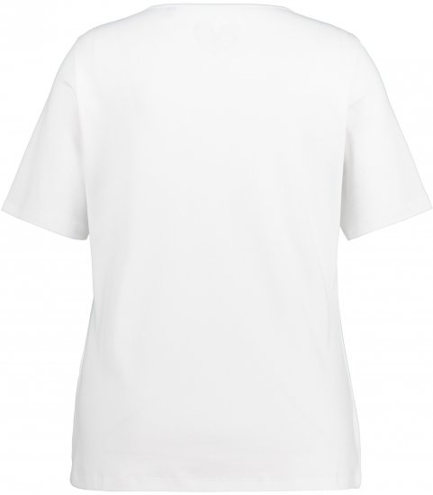 Ulla Popken Double Layer Rounded V-Neck Slim Fit Tee Snow White - T-paidat - 