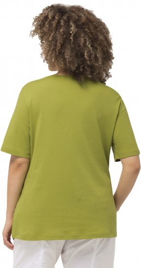 Ulla Popken Double Layer Rounded V-Neck Slim Fit Tee Apple Green - T-paidat - 