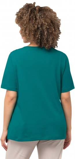 Ulla Popken Double Layer Rounded V-Neck Slim Fit Tee Dark Emerald - T-paidat - 